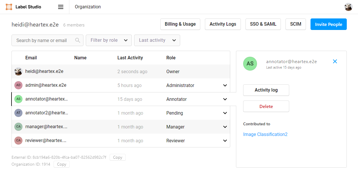 Screenshot of the Delete action